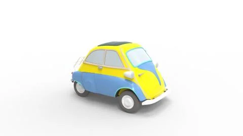 3d rendering of a small micro car isolated in studio background Illustrazione stock