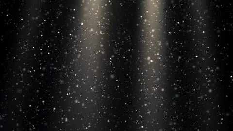 3D rendering small particles with volumetric lights. Computer generated magical Illustrazione stock