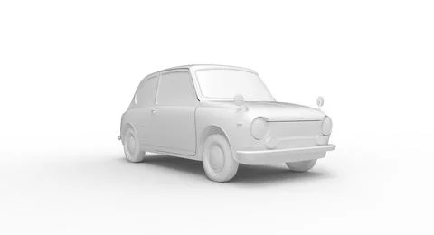 3D rendering of a small vintage car isolated on empty background computer model 스톡 일러스트