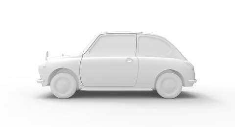 3D rendering of a small vintage car isolated on empty background computer model Stock Illustration