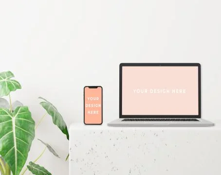 3d rendering of smart devices . All screen graphics for mockup. Notebook ,sma Stock Illustration