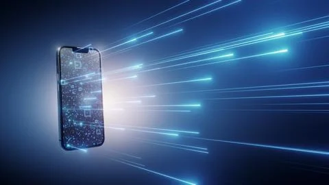 3D rendering, Smart phone speed internet data Stock Illustration