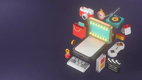 3d rendering of smartphone and Light sign. Stock Footage 149336386