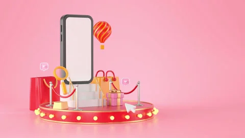3d rendering of smartphone and podium. Stock Footage 148856802