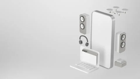 3d rendering of smartphone and speaker. Stock Footage 149336366