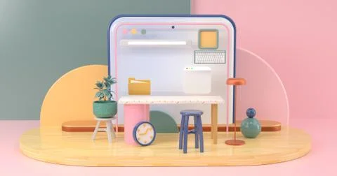 3d rendering of smartphone and website icon. Stock Illustration