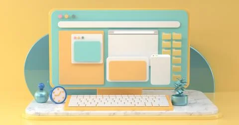 3d rendering of smartphone and website icon. Stock Illustration