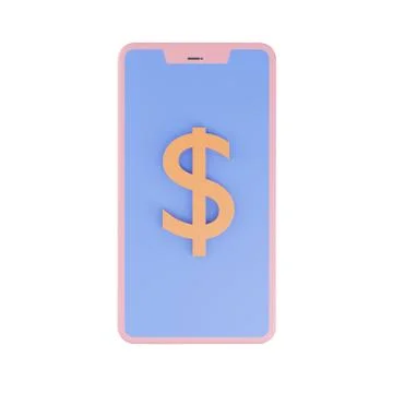 3d rendering of smartphone car, 3d icons, pastel minimal cartoon style  isola Stock Illustration