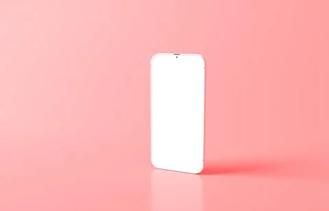 3D rendering smartphone isolated on pink-red pastel background. illustration Illustrazione stock