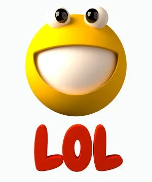 3D rendering of a smiley with LOL letters beneath it Stock Illustration