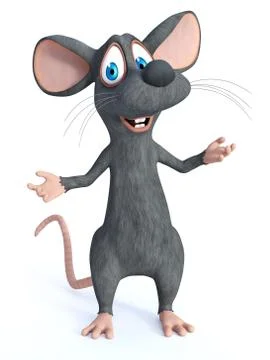 3D rendering of a smiling cartoon mouse welcoming you. Stock Illustration
