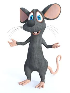 3D rendering of a smiling cartoon mouse welcoming you. Illustrazione stock