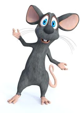 3D rendering of a smiling cartoon mouse welcoming you. Stock Illustration