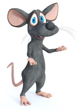 3D rendering of a smiling cartoon mouse welcoming you. Stock-Illustration