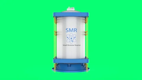 3d rendering smr or small modular nuclear reactors power plant isolated on green Stock Footage 328144203