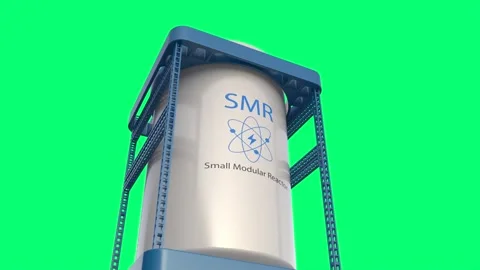 3d rendering smr or small modular nuclear reactors power plant isolated on green Stock Footage 328144212