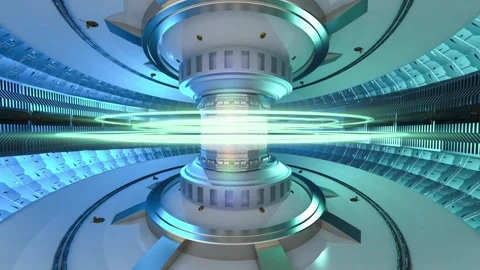 3d rendering smr or small modular nuclear fusion reactor core with magnetic ring Stock Footage 328445432