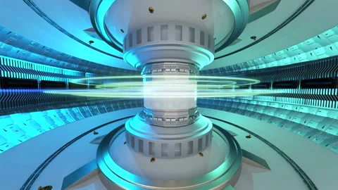 3d rendering smr or small modular nuclear fusion reactor core with magnetic ring Stock Footage 328445434