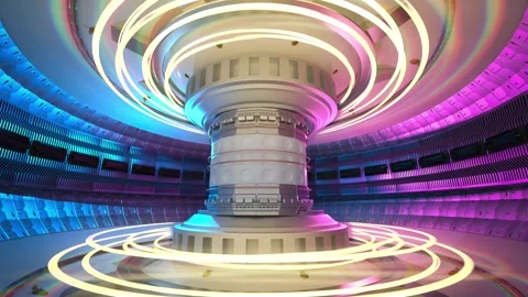 3d rendering smr or small modular nuclear fusion reactor core with magnetic ring Stock Footage 328445439