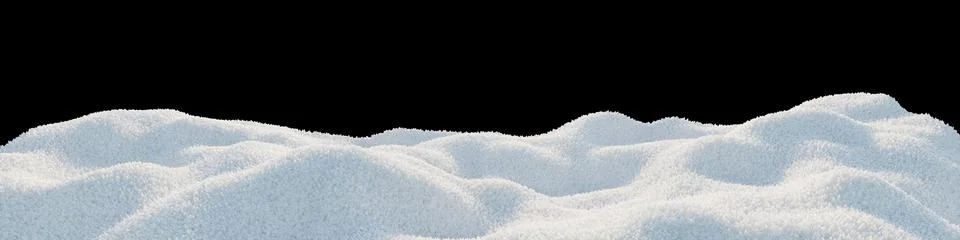 3d rendering. Snow landscape isolated on black background. winter decoration. Stock Illustration