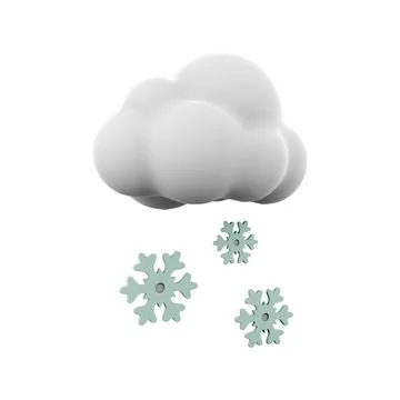 3d rendering snowfall icon. 3d render snow with cloud icon. Snowfall 스톡 일러스트