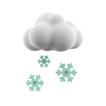 3d rendering snowfall icon. 3d render snow with cloud icon. Snowfall Stock Illustration