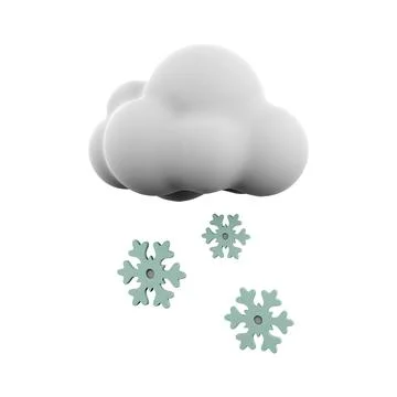 3d rendering snowfall icon. 3d render snow with cloud icon. Snowfall Stock-Illustration