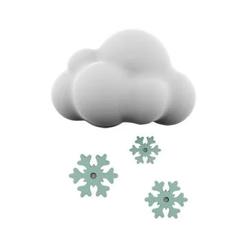 3d rendering snowfall icon. 3d render snow with cloud icon. Snowfall Stock Illustration