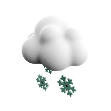 3d rendering snowfall icon. 3d render snow with cloud icon. Snowfall 스톡 일러스트