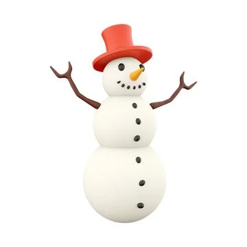 3D rendering Snowman 3D winter season. 3D rendering snowman, icon Stock Illustration