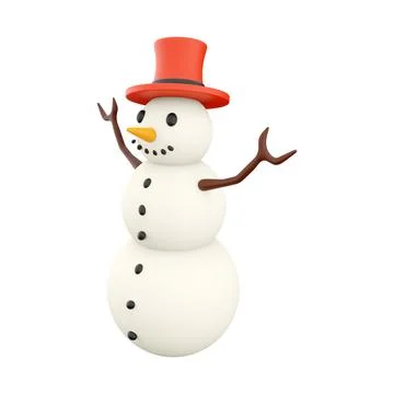 3D rendering Snowman 3D winter season. 3D rendering snowman, icon Stock Illustration