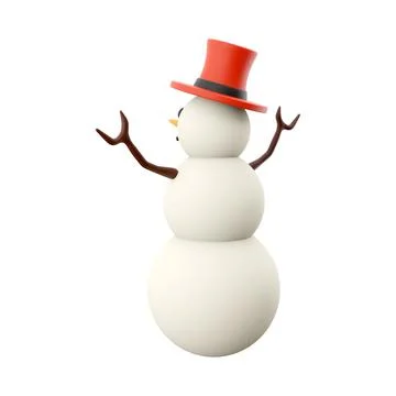 3D rendering Snowman 3D winter season. 3D rendering snowman, icon Stock Illustration