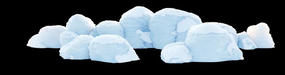 3d rendering. Snowy landscape isolated on black background. winter decorati.. Stock Illustration