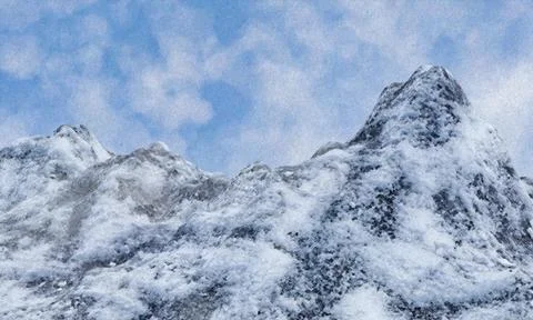 3D rendering of a snowy mountain top Stock Illustration