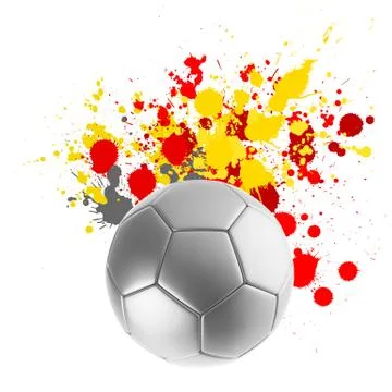 3d rendering of a soccer ball with flags splashing colors Иллюстрация