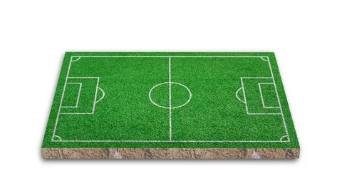 3D Rendering. Soccer lawn, Green grass football field, isolated on white Stock Illustration