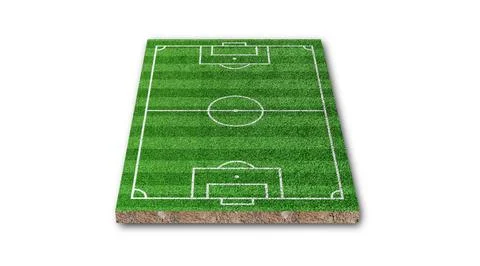 3D Rendering. Soccer lawn, Green grass football field, isolated on white back イラスト素材
