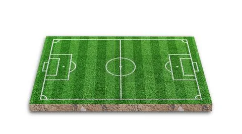 3D Rendering. Soccer lawn, Green grass football field, isolated on white back イラスト素材
