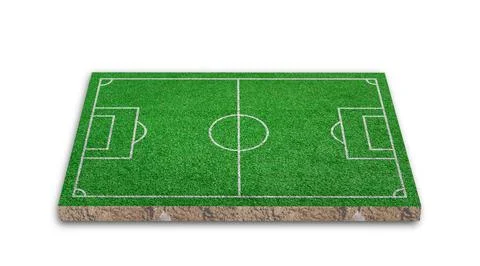 3D Rendering. Soccer lawn, Green grass football field, isolated on white back Stock Illustration