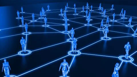 3D rendering with social communication and network Illustrazione stock