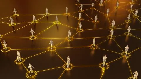 3D rendering with social communication and network Stock Illustration