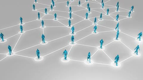 3D rendering with social communication and network Stock Illustration
