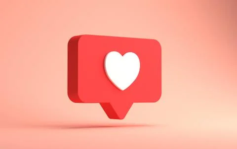 3d rendering of social media like notification isolated on a pink background Illustrazione stock