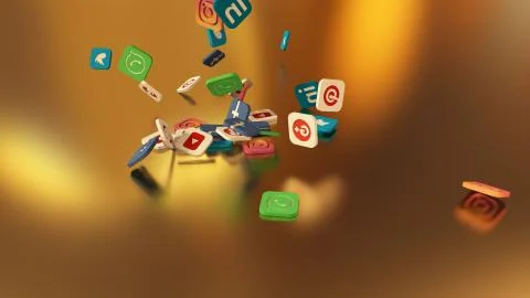 3d rendering social networking icons Stock Illustration