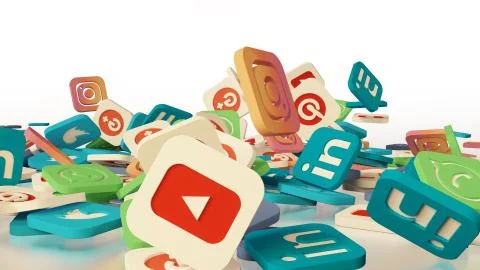 3d rendering social networking icons Stock Illustration