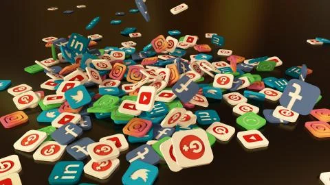 3d rendering social networking icons Stock Illustration
