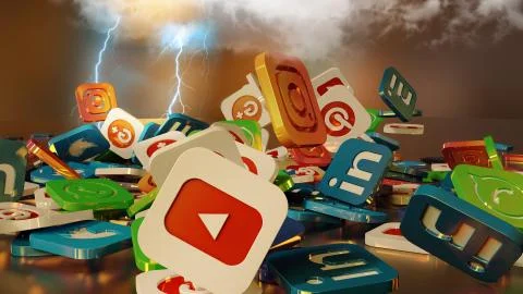 3d rendering social networking icons Stock Illustration