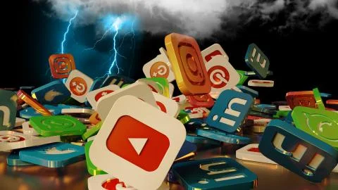 3d rendering social networking icons Illustrazione stock
