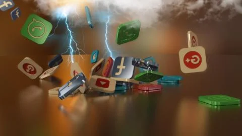 3d rendering social networking icons Stock Illustration