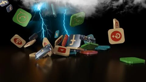 3d rendering social networking icons Stock Illustration